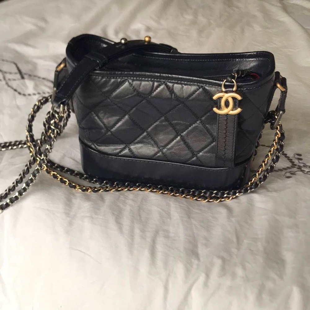 CHANEL Gabrielle Navy Quilted Chain Bag
